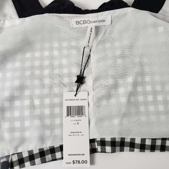 NWT BCBGeneration Black & White Gingham Crop top Size Small - Picture 5 of 7